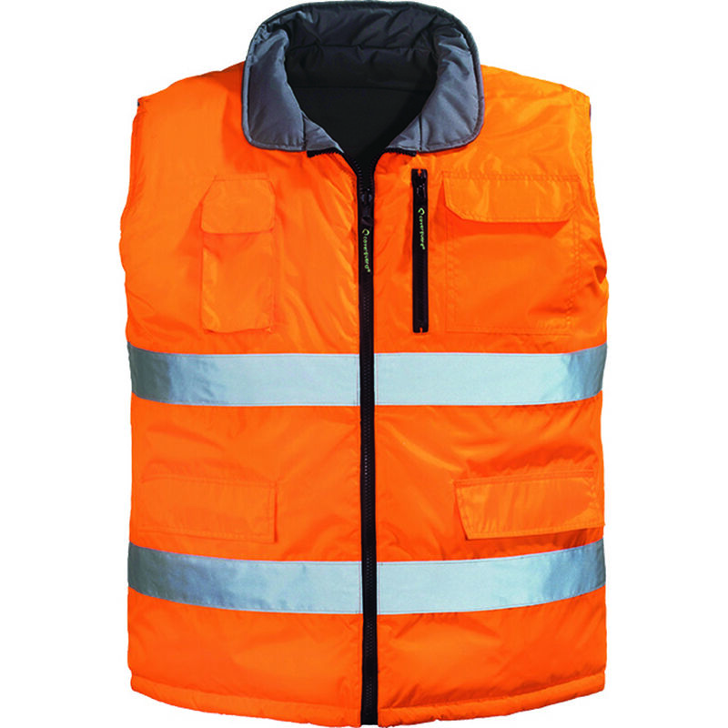 Gilet de travail d'hiver sans manche réversible haute visibilité hi-way - Orange FLuo 3XL - 60/62