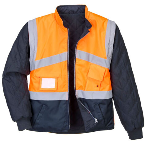 Gilet haute visibilité Reversible Portwest manches amovibles Orange / Marine L