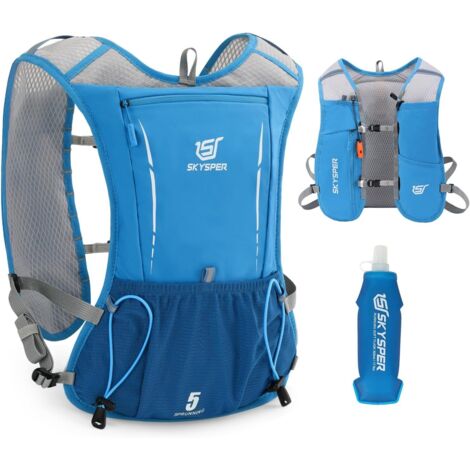 Gilet Hydratation Running 5L, Sac Trail avec Bouteille Souple 500ml pour Course à Pied Marathon Trail Randonnée Femme Homme