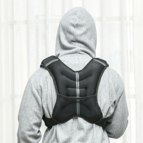 Gilet lesté de 8 kg. veste lestée. pour homme et femme. avec poche de rangement. tissu Oxford. sable métallique. noir