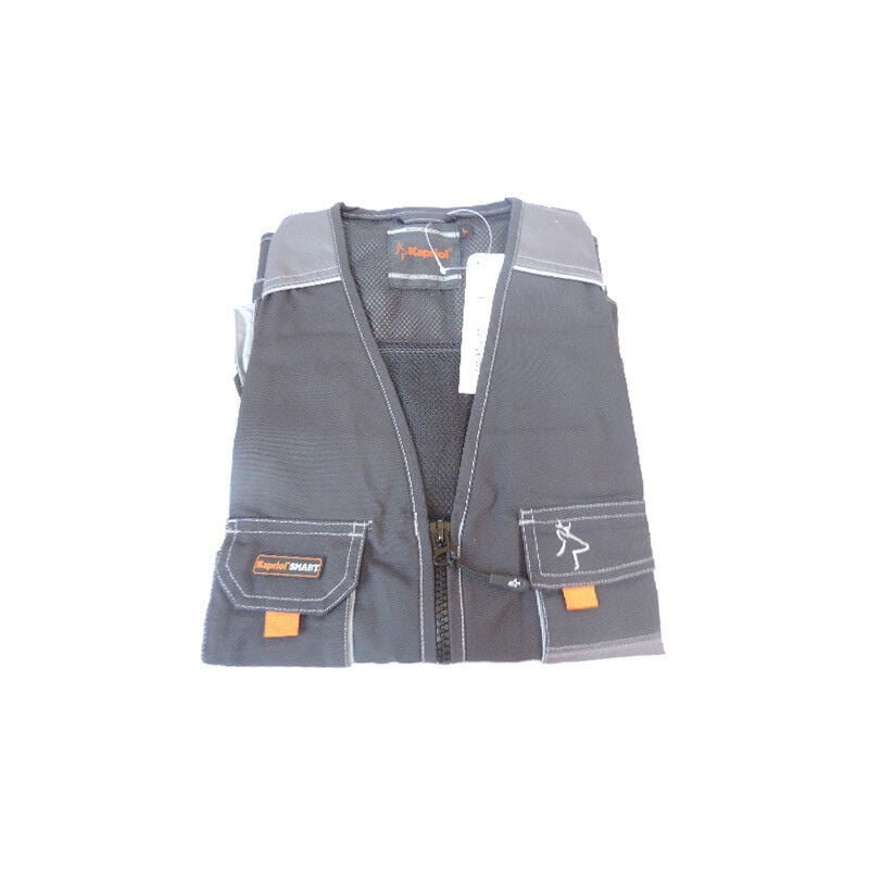 Gilet de travail multipoches en toile robuste gris et noir taille l Smart Kapriol