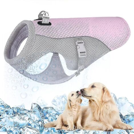 Gilet rafraîchissant pour chien, vêtement d'été ajustable, veste rafraîchissante pour chien idéale pour la randonnée, les promenades et le camping en extérieur - Rose - Taille M