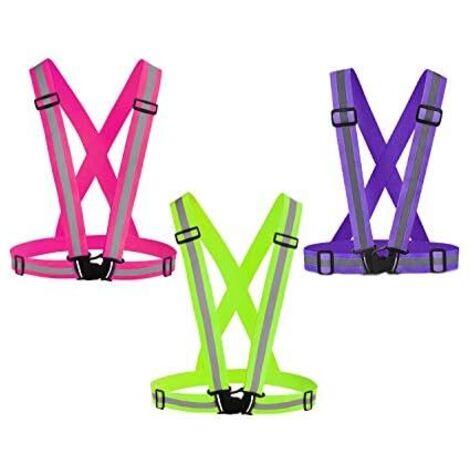 Gilet Réfléchissant - 360° Réfléchissant - Ajustable Taille Unique - Pour Course À Pied Vélo Randonnée Travaux Routiers - Lot De 3