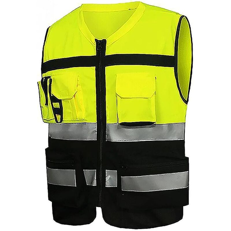 Gilet réfléchissant haute visibilité, 2 gilets de sécurité réfléchissants pour les entrepreneurs de sécurité, gilet de travail en plein air (1 pièce,