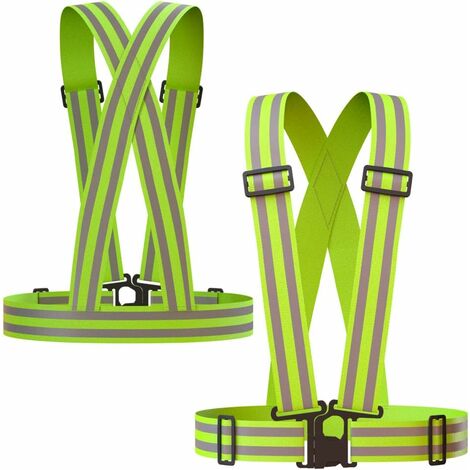 Gilet réfléchissant (lot de 2) léger, réglable et élastique Sécurité et haute visibilité pour la course à pied, Jogging, marche, cyclisme Compatible avec plus de vêtements de plein air – Veste moto