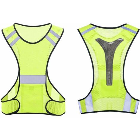 Gilet Reflechissant Running, Gilet de Sécurité, Gilet Velo Lumineux Élastique et Réglable, Gilet Led Clignotant pour Adultes et Enfants, Le Jogging, Le Vélo, La Moto, La Course Ou Le Cyclisme La Nuit