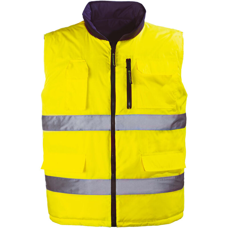 Gilet de travail d'hiver sans manche réversible haute visibilité hi-way - Jaune FLuo 3XL - 60/62