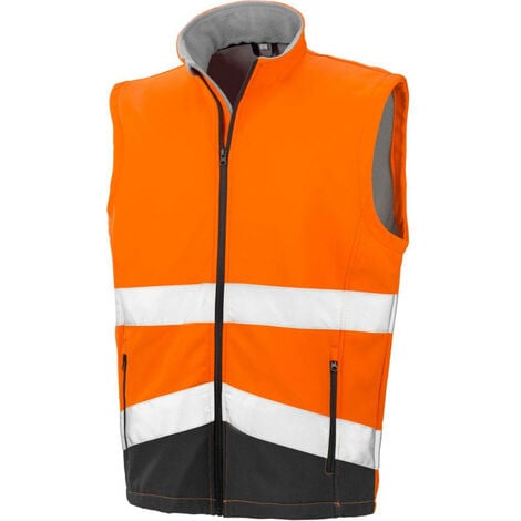 Gilet sans manches haute visibilité Softshell Result HIGH VIZ Orange / Noir S - Orange / Noir