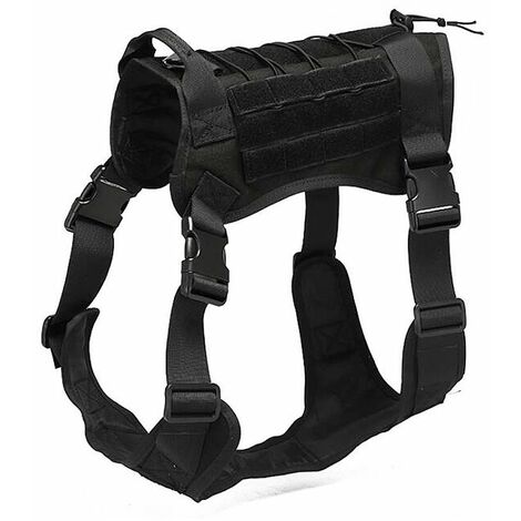 Gilet tactique pour chien, gilet militaire pour chien de travail, gilet d'entraînement sans tension (convient pour 80 à 120 chats, noir)