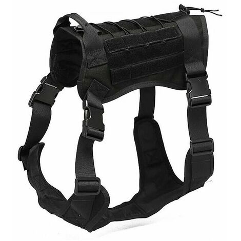 Gilet tactique pour chien, gilet militaire pour chien de travail, gilet d'entraînement sans tension (convient pour 80 à 120 chats, noir)