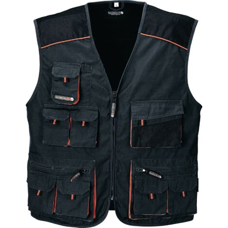Gilet taglia 48 grigio scuro/nero/arancione