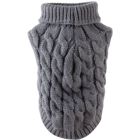 Gilet tricoté à col roulé pour chien, pull d'hiver chaud et épais, gilet tricoté au crochet, convient à la plupart des chiots et chatons (gris).