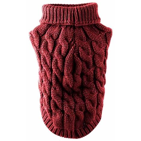 Gilet tricoté à col roulé pour chien, pull d'hiver chaud et épais, gilet tricoté au crochet, convient à la plupart des chiots et chatons (rouge).