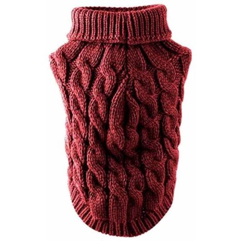 Gilet tricoté à col roulé pour chien, pull d'hiver chaud et épais, gilet tricoté au crochet, convient à la plupart des chiots et chatons (rouge).