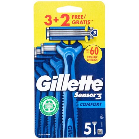 GILLETTE SENSOR 3 COMFORT RASOIO DA UOMO USA E GETTA. 3 RASOI + 2 GRATIS