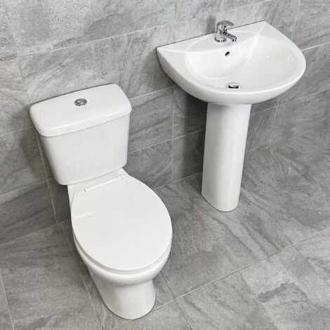 Gillian Rimless Toilet & Basin Sink Set Bathroom Suite Modern Style, No Tap