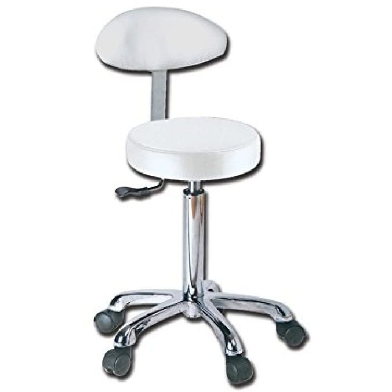 Sgabello con Schienale, Bianco, per studio medico
