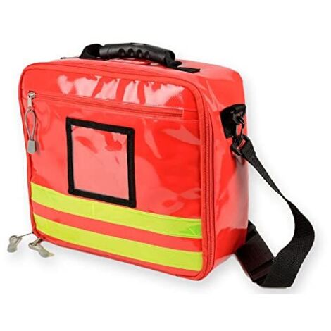 GIMA Borsa di Emergenza CUBO, per Soccorritori, Vuota, in Poliestere Rivestito in PVC, Colore Rosso, Misure 28x34x13 cm, con Tracolla, Tasca a Cerniera Interna ed Esterna e 2 borsette estraibili