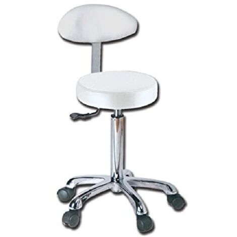 GIMA - Sgabello con schienale e seduta imbottita in finta pelle Ø 34 cm, altezza regolabile, bianco, 45241