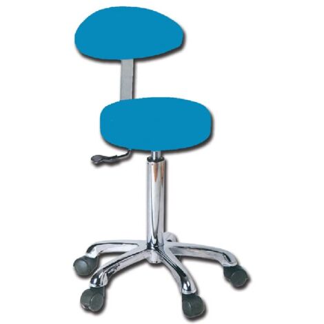 GIMA - Sgabello con schienale e seduta imbottita in finta pelle Ø 34 cm, altezza regolabile, blu, 45242