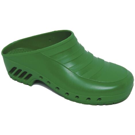 Gima - Zoccoli Professionali, Anatomici, Unisex, Antiscivolo, Antistatici, Tomaia Non Forata, Suola Forata, Colore Verde, Misura 36 EU, 1 Paio