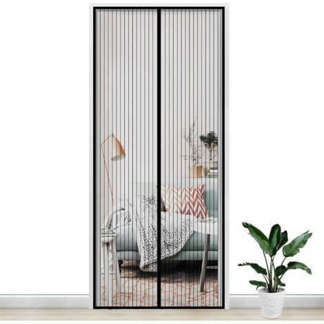 Gimars Porte Moustiquaire Magnétique Rideau 90x210CM Mailles Anti Moustique Mouche Fermeture Automatique Aimant avec Bande Sratch Sans Perçage Empêche de Passer Bestioles pour Couloirs, Fenêtre