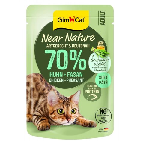 GimCat  Naturnah  Getreidefreies Katzenfutter – 85-g-Beutel – Huhn und Fasan