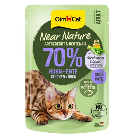 GimCat  Near Nature  Cibo per gatti senza cereali - Busta da 85 g - Pollo e Anatra 85 g