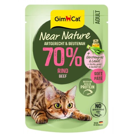 GimCat  Near Nature  Getreidefreies Katzenfutter – 85-g-Beutel – Rindfleisch 85 g