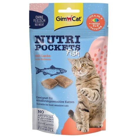 GimCat  Nutri Pocket Fish  Premios para gatos 60 g - Salmón 60 g