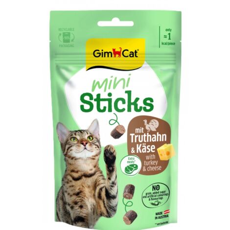 GimCat  Sticks Mini  Mini salchichas para gatos 50g - Pavo y queso 50g
