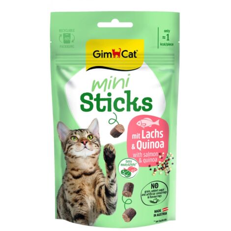 GimCat  Sticks Mini  Mini salchichas para gatos 50g - Salmón y quinoa 50g