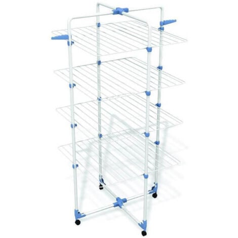 Gimi Modular Lux Stendibiancheria Verticale a Torre in Acciaio 40 Metri Stendibili 71x71x168,5 cm con Ruote e 4 Piani Pratici