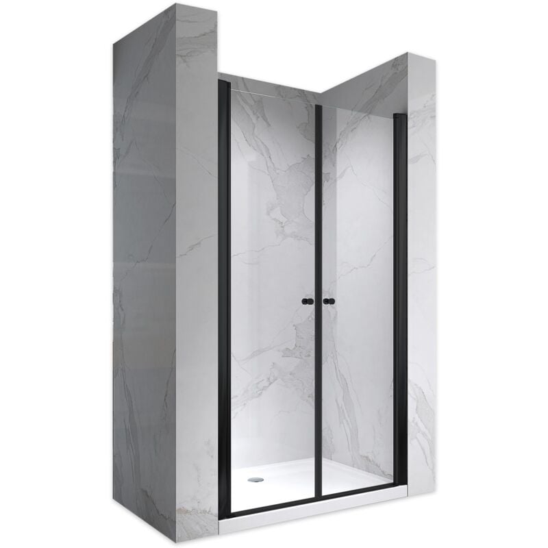 Saniverre - gina-black Porte de douche H195 x L.80 à 84 cm Verre Transparent