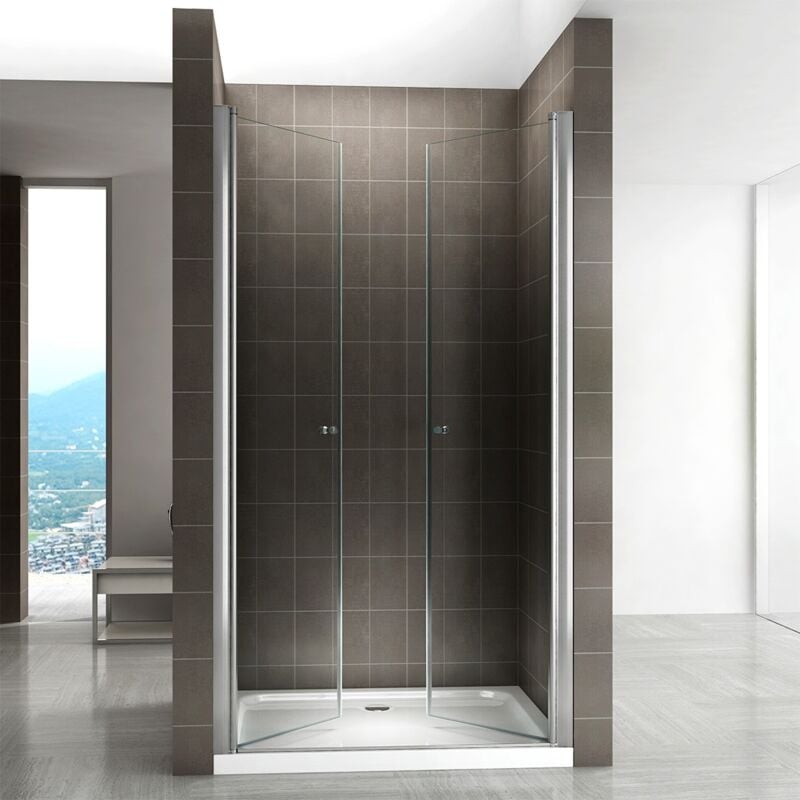Gina Porte de douche h 185 cm largeur réglable 96 à 100 cm verre transparent