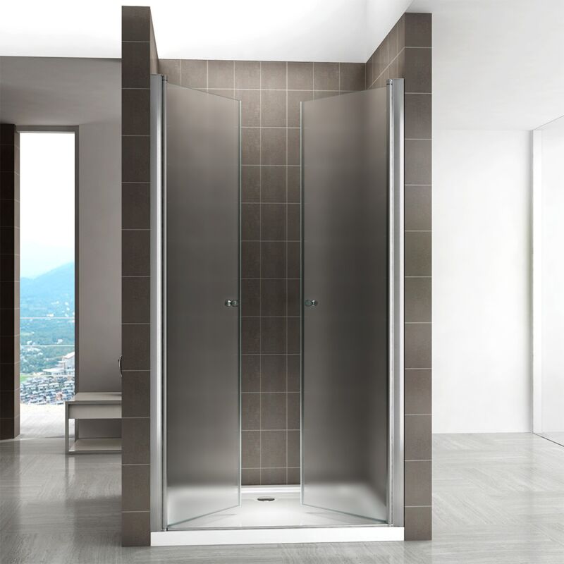 Gina Porte de douche h 185 cm largeur réglable 124 à 128 cm verre dépoli opaque