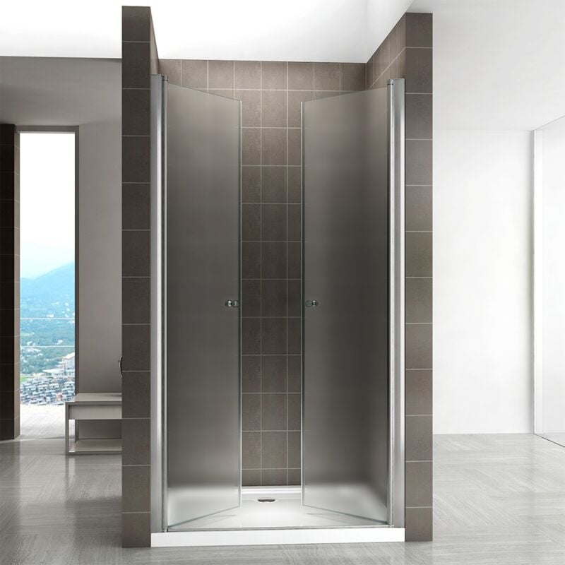 GINA Porte de douche H 185 cm largeur réglable 80 à 84 cm verre dépoli opaque
