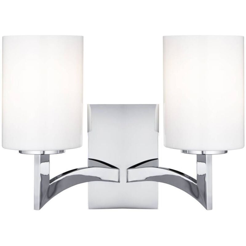 Gina - Applique da interno a 2 luci cromata con paralume in vetro, attacco E27 - Searchlight