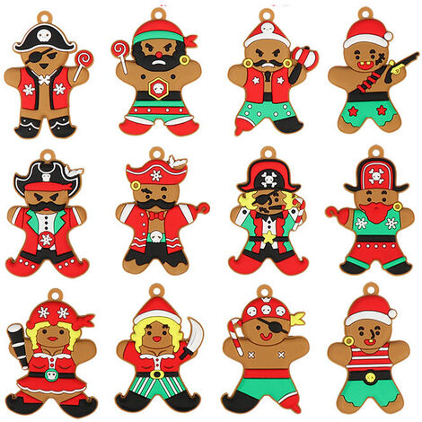 Gingerbread Man Ornaments, Holiday Tree Ornaments Gifts Tags 12pcs