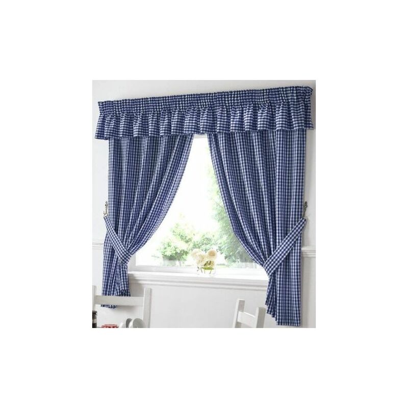 Gingham Kitchen Curtains Blue 46 x 48'