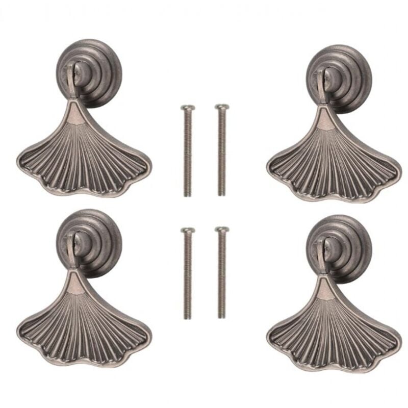 Csparkv - Ginkgo Leaf Shape Handle, 4Pcs antique nickel Pendant Pull Hand, Single Hole Drawer Hardware Zinc Alloy Handle for Cabinet Wardrobe