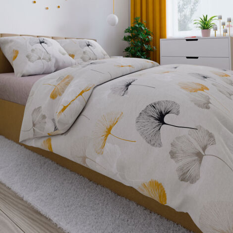 GINKO Bettwäsche 220x200 cm - Satin Baumwolle, zartes Blumenmuster