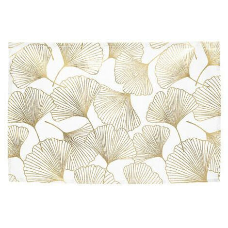 Ginko-Untersetzer 45x30 cm weiß/gold