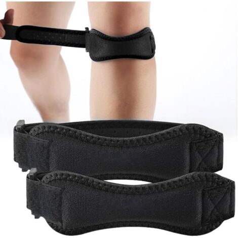 Ginocchiera a 2 pezzi per rotula, ginocchiere con cinghie per tendine rotuleo, ginocchiera sportiva regolabile, ginocchiera sportiva per dolore rotuleo in donne e uomini, per basket, nera