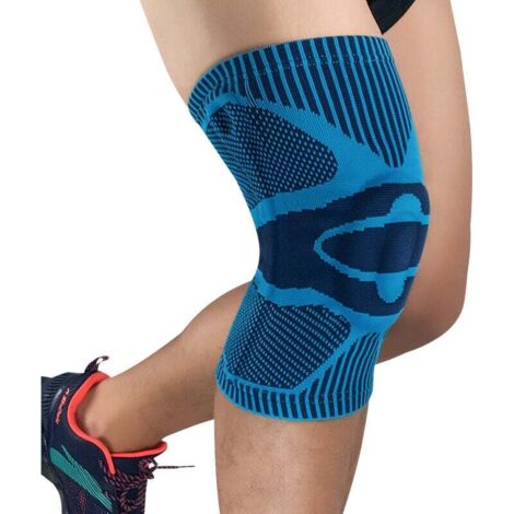 Ginocchiera a compressione Ulisem con cuscinetto in gel rotuleo e stabilizzatori a molla laterali, blu, 1 pz.