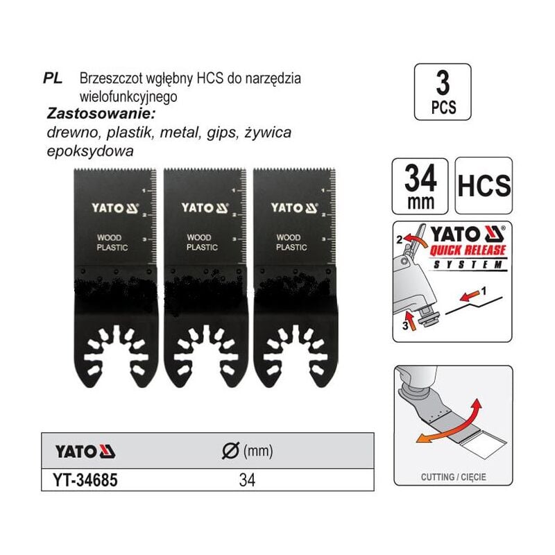 Image of Yato - YT-34685 accessorio per strumento multifunzione lama set