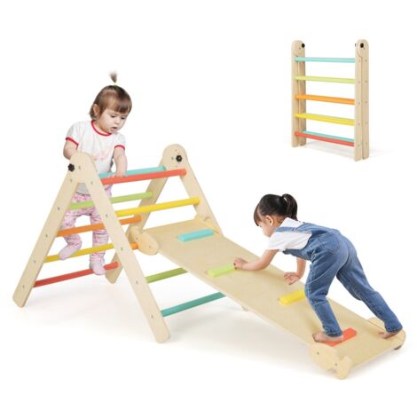 Giocattoli da arrampicata triangolari 3-in-1, Set di triangoli pieghevoli e regolabili in altezza per bambini Colorato