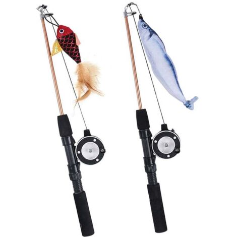 giocattoli interattivi per gatti, giocattolo da pesca interattivo per gatti, canna da pesca retrattile per gatti (pesce rosso, salmone)