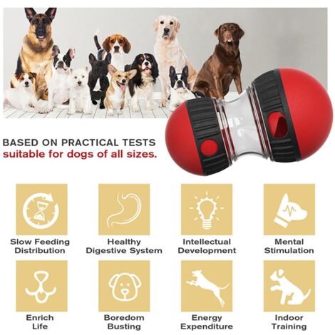 Giocattoli per cani, giocattoli di intelligenza per cani, giocattoli dispenser di cibo per cani, giocattoli puzzle per cani e gatti (rosso)