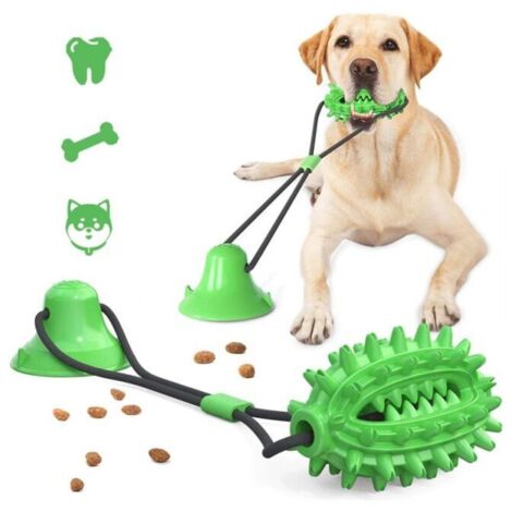Giocattolo da masticare per cani con ventosa, giocattolo multifunzionale per i molari degli animali domestici, pulizia dei denti con funzione di cura dentale.